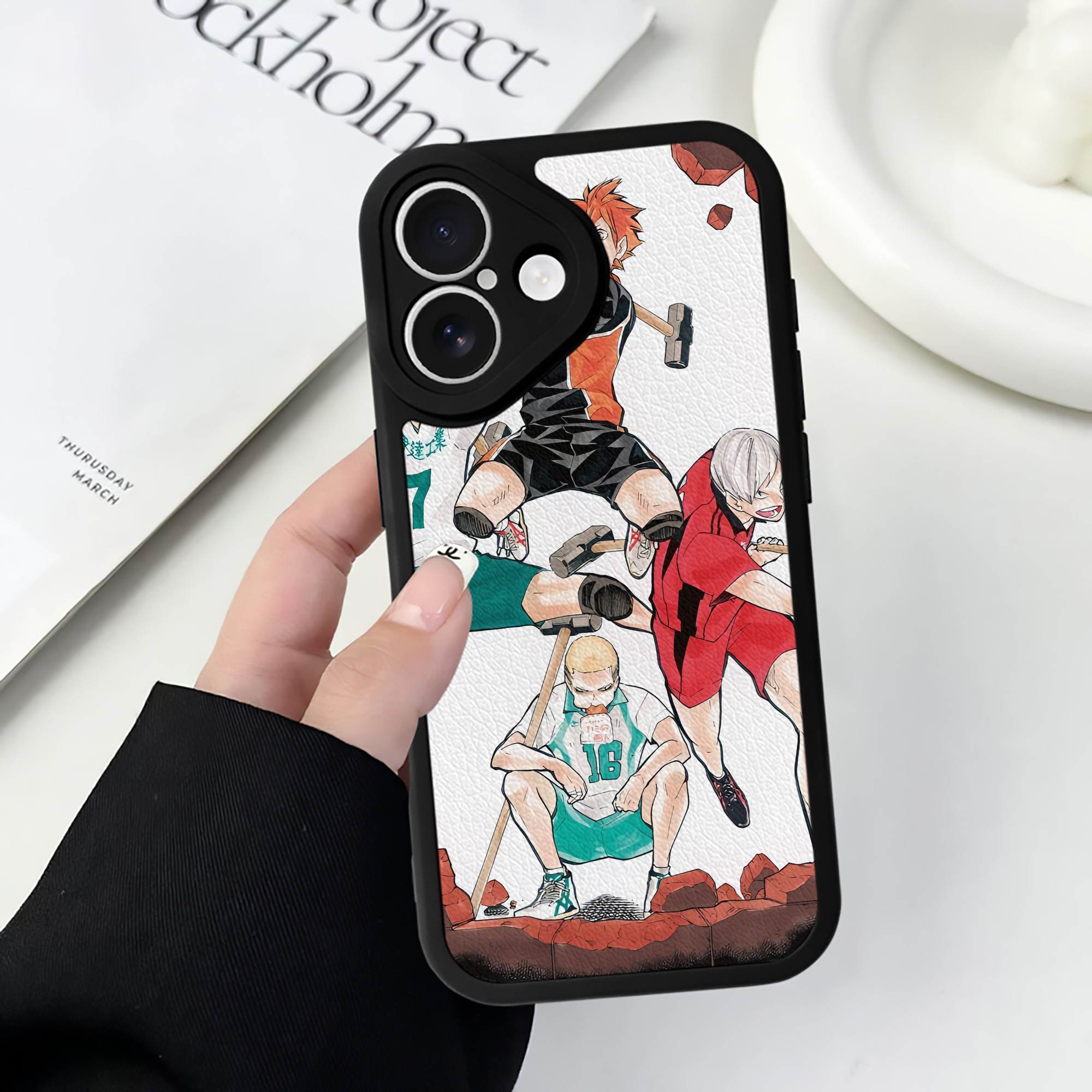 （画像用） ハイキュー!! Haikyu!! 【iPhone 16シリーズ対応】シリコンスマホケース（レザー調） 材質：シリコン